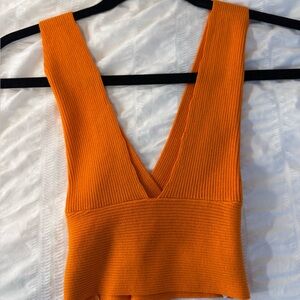 Garage Going Out Cropped Knit Top - Orange 🍊